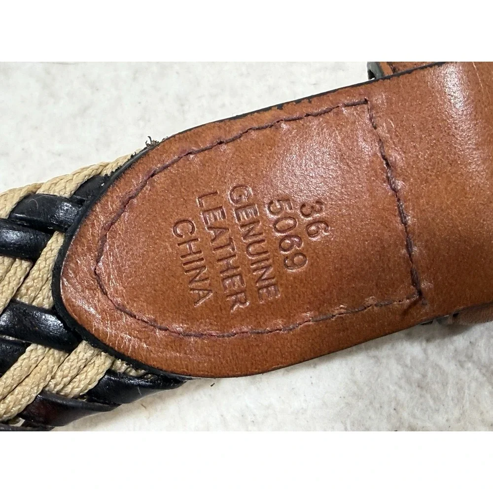Mens Braided Leather Rope Belt Size 36 Brown Tan Black Preppy Boho Woven
